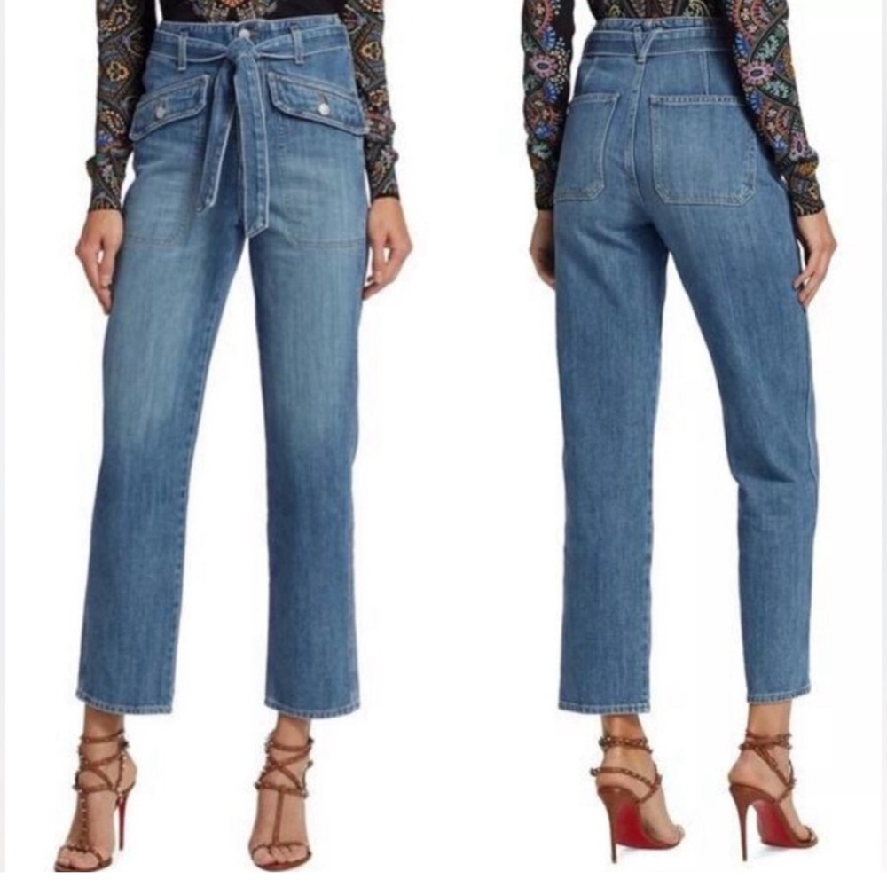 Veronica Beard Rinley Straight-Leg Belted Cropped Jeans | 31 NWT